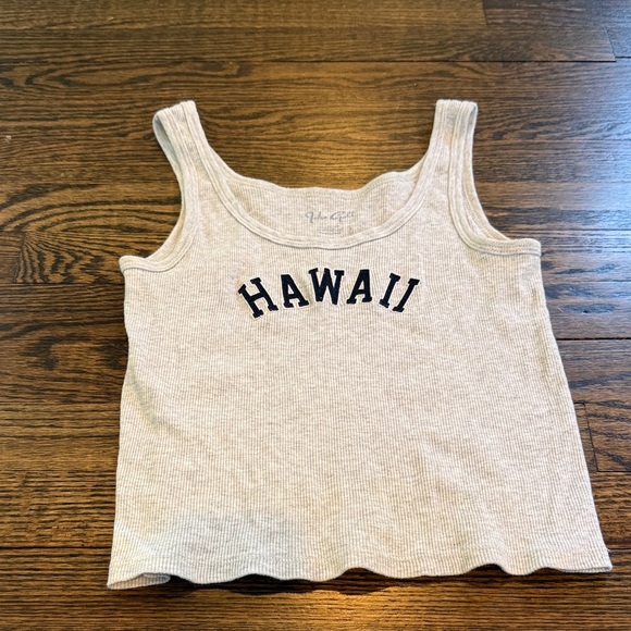 Brandy Melville Tops - Brandy Melville Beige 'HAWAII' Ribbed Tank